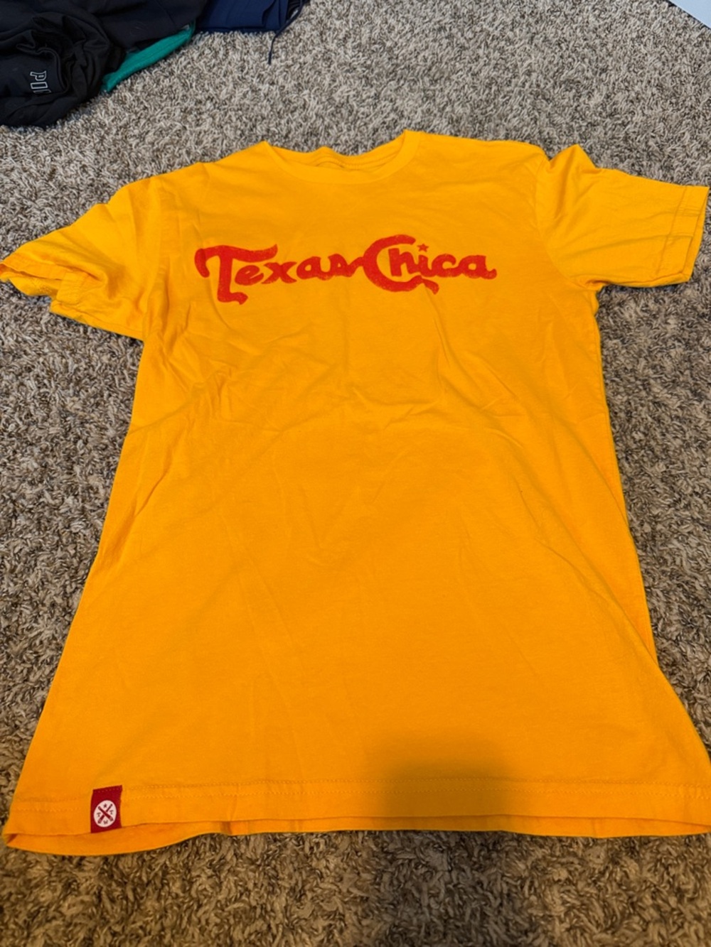 TexasChica Graphic Tee - Bright Yellow with Red Print
